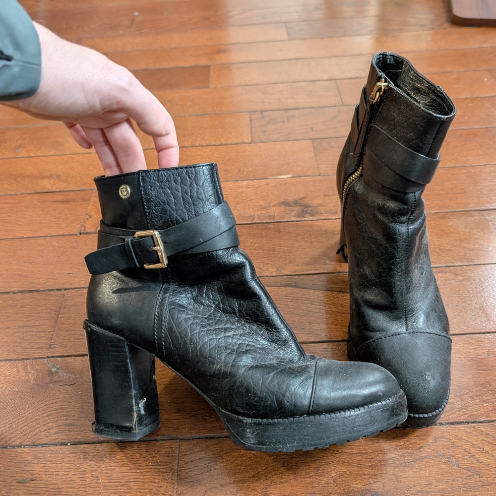 Black Leather Ankle Boots